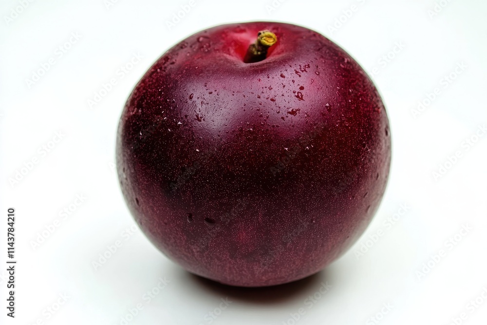 Close up of red nectarine against white background Close up of red nectarine against white background
