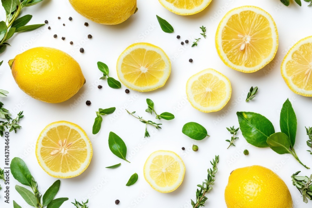 Fototapeta premium Composition with lemons isolated on white background