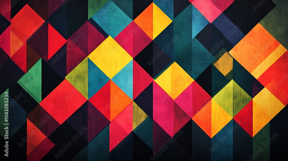Abstract geometric pattern with vibrant colors and textured surface. Abstract geometric pattern with vibrant colors and textured surface.
