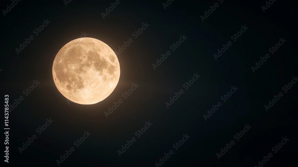 Full moon shining brightly in a clear night sky over a peaceful landscape Full moon shining brightly in a clear night sky over a peaceful landscape