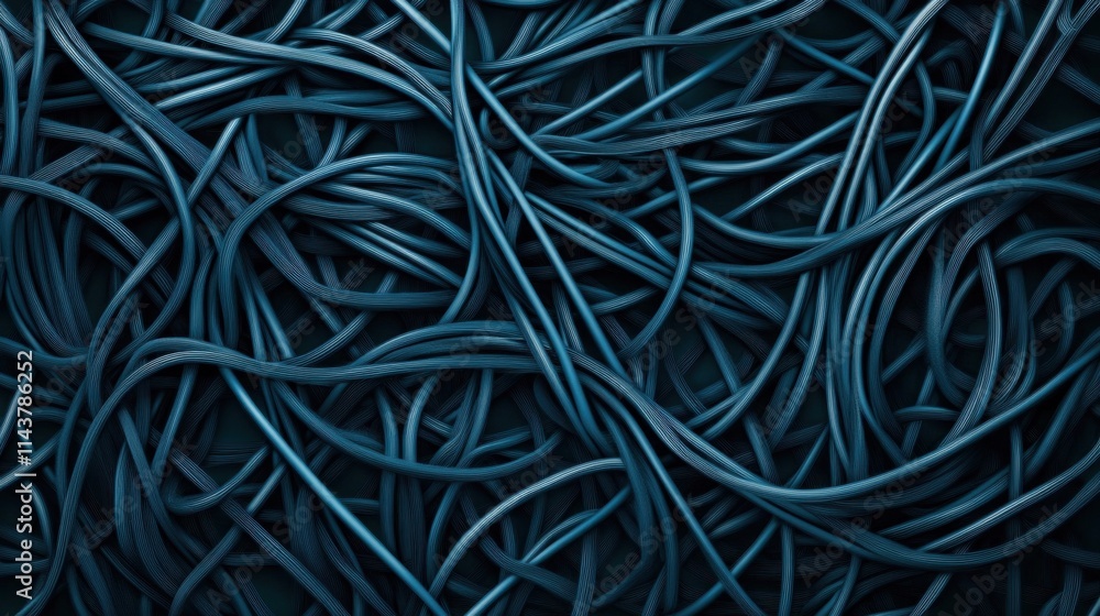 Intricate Tangle of Dark Blue Wires Creating a Complex Abstract Background for Technology and Motion Graphics Projects Intricate Tangle of Dark Blue Wires Creating a Complex Abstract Background for Technology and Motion Graphics Projects