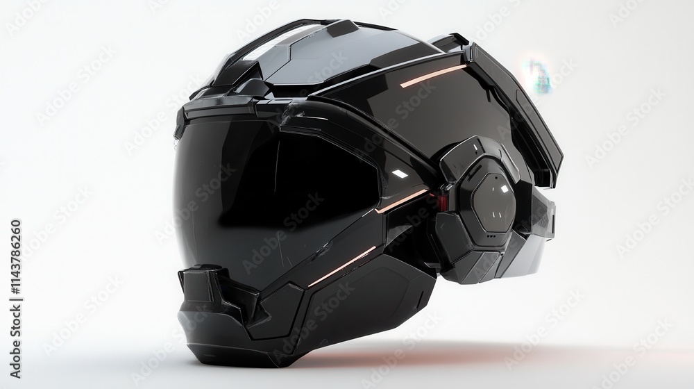 Futuristic Black Helmet Design with Sleek Lines and Advanced Features Futuristic Black Helmet Design with Sleek Lines and Advanced Features