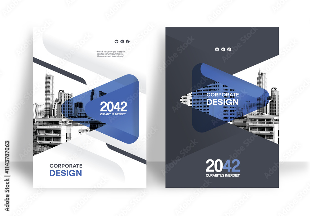Business Report Cover Template – Blue and Black graphic elements ...