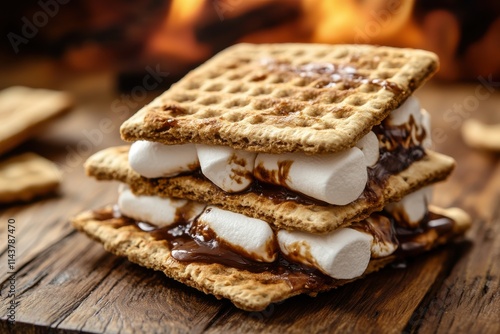 delicious s mores dessert toasted graham crackers photo