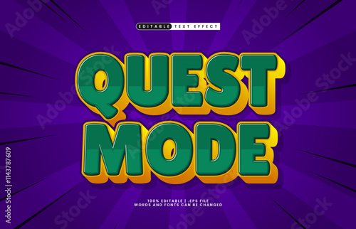 quest mode editable text effect with a kids and joy text style