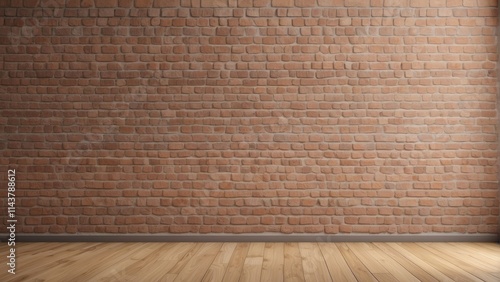 A rustic brick wall and wooden floor interior