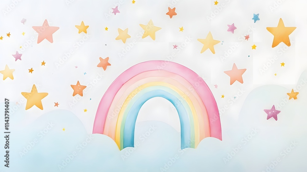 Pastel rainbow and stars backdrop. Pastel rainbow and stars backdrop.