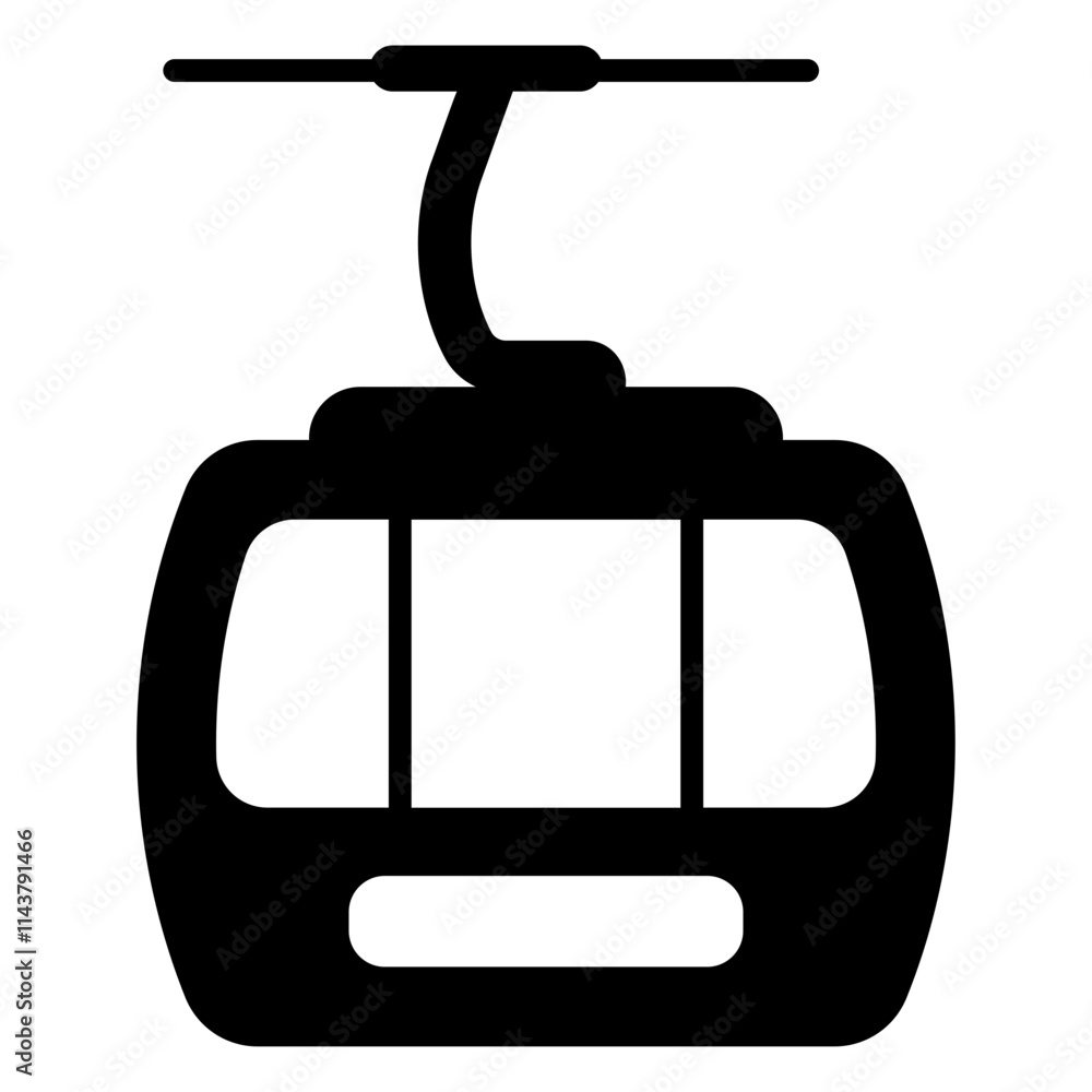 Cable car icon as a means of transportation on the mountain to carry ski athletes