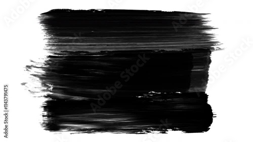 Paint brush strokes stock animation of black on a white background. Hand drawn brush stroke.suitable for Abstract background for presentations and ads.  alpha channel only 4k.