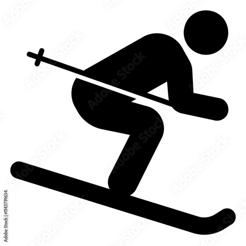 Ski sport icon with ski board and poles