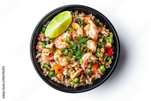 Wallpaper Mural Fried Rice with fresh shrimp rice green onions vegetables Torontodigital.ca