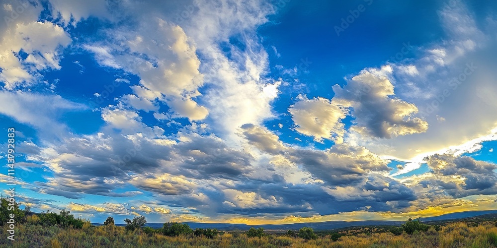 Vibrant cloudscape featuring a stunning blue sky, capturing the beauty and tranquility of the natural world. This bright cloudscape showcases dynamic patterns against the blue sky backdrop. Vibrant cloudscape featuring a stunning blue sky, capturing the beauty and tranquility of the natural world. This bright cloudscape showcases dynamic patterns against the blue sky backdrop.