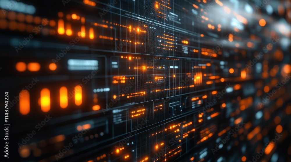 Abstract digital data visualization with glowing elements. Abstract digital data visualization with glowing elements.