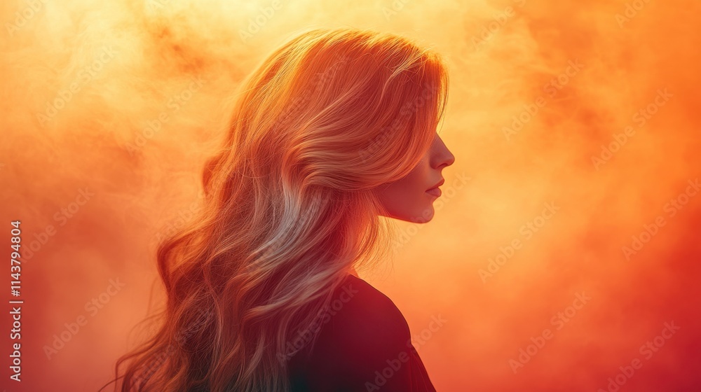 Captivating silhouette surrounded by vibrant orange smoke at sunset creates a surreal atmosphere of mystery and beauty Captivating silhouette surrounded by vibrant orange smoke at sunset creates a surreal atmosphere of mystery and beauty