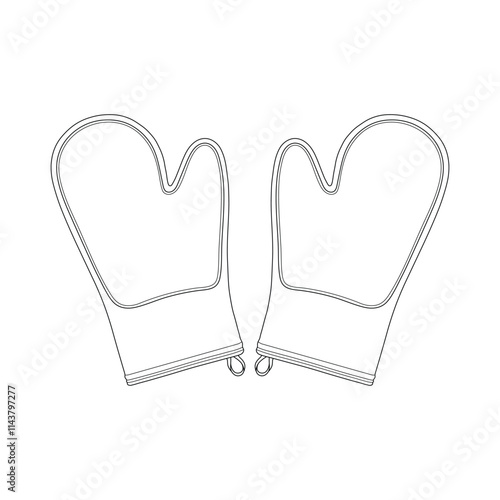 Hand drawn kids drawing illustration oven mitt cartoon isolated