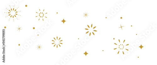 花火と星（金色、キラキラ）