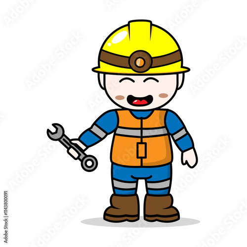 construction worker on white background