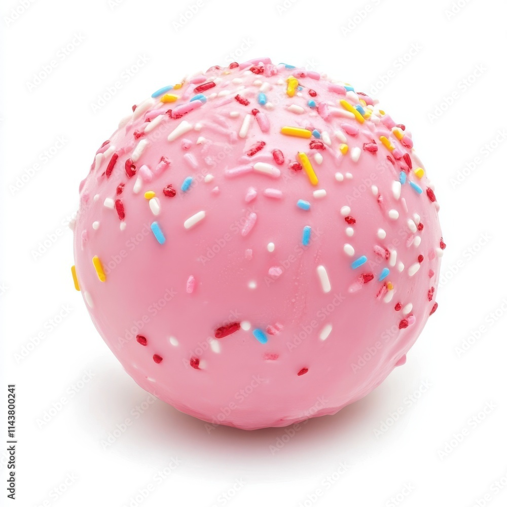 Pink ice cream ball isolated on white background Pink ice cream ball isolated on white background
