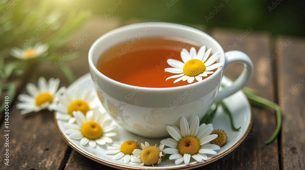 Chamomile herbal tea advertisement visual Chamomile herbal tea advertisement visual