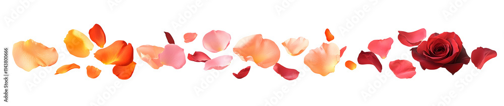 Rose Petals Falling Isolated on White Background Rose Petals Falling Isolated on White Background