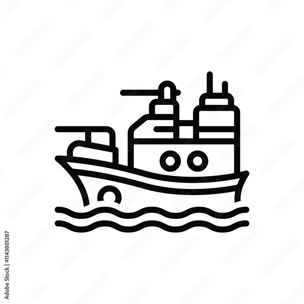 Black line icon for battleship Black line icon for battleship