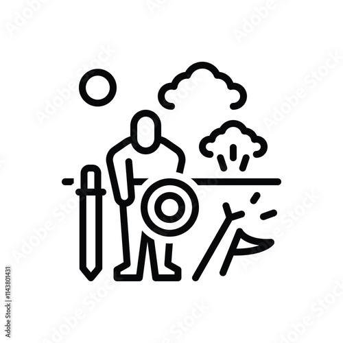Black line icon for defeat