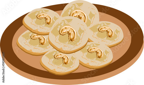 Cashew Nut Cookies Chinese New year food clipart 