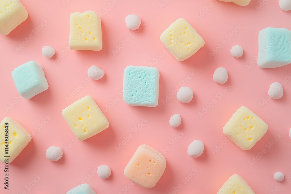 Soft pastel marshmallows assorted shapes and sizes Soft pastel marshmallows assorted shapes and sizes