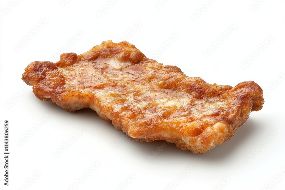 steak fried piece of pork or beef meat on a white background steak fried piece of pork or beef meat on a white background