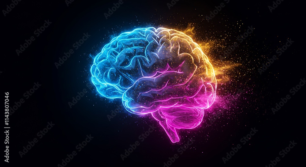 Abstract Science Illustration of a glowing Neural Brain Artwork concept. creativity, innovation, and artificial intelligence futuristic energy, electric, neon, technology visualization, illustration Abstract Science Illustration of a glowing Neural Brain Artwork concept. creativity, innovation, and artificial intelligence futuristic energy, electric, neon, technology visualization, illustration