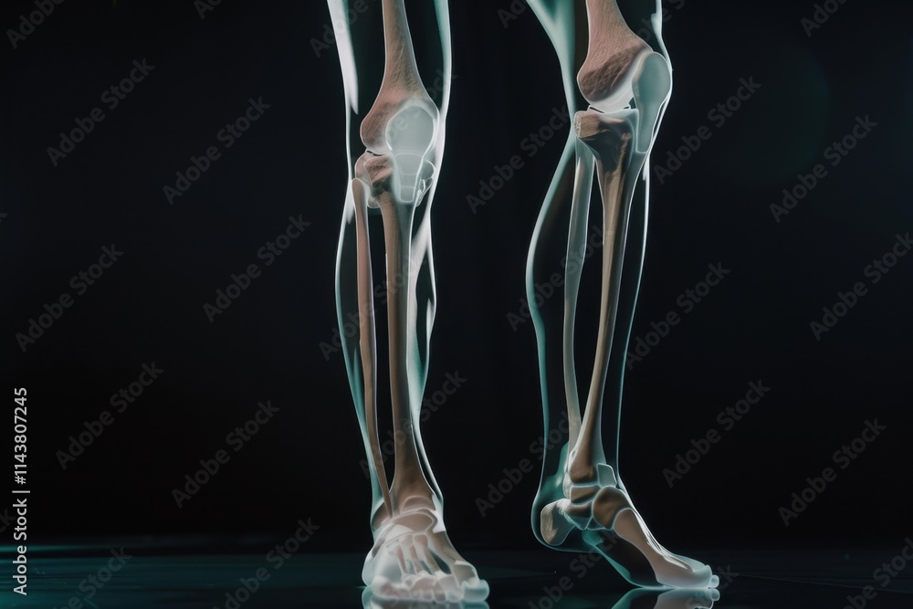 Human legs with highlighted knee joints, showcasing biomechanics and movement. Soft studio lighting. Human legs with highlighted knee joints, showcasing biomechanics and movement. Soft studio lighting.