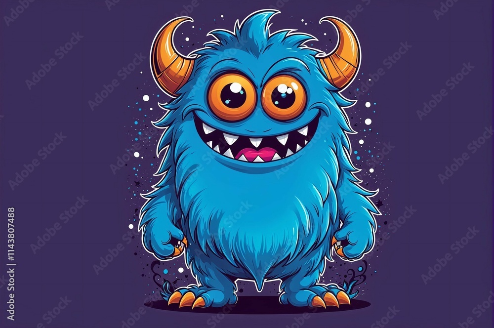 Naklejka premium A cartoon monster with big eyes and a big smile