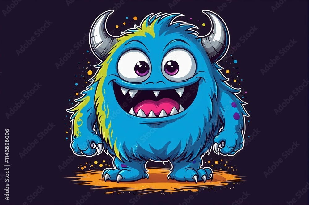 A cartoon monster with big eyes and a big smile A cartoon monster with big eyes and a big smile