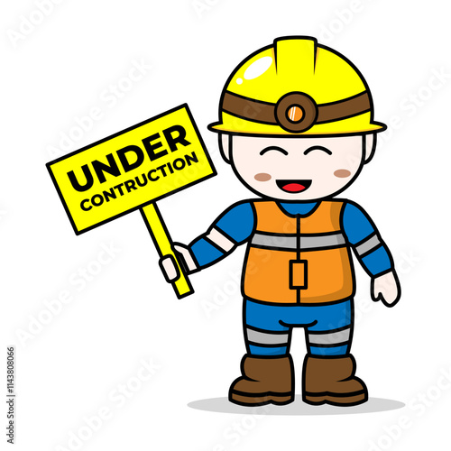 construction worker on white background