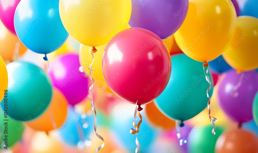 A vibrant scene with colorful balloons in every shade, Generative AI A vibrant scene with colorful balloons in every shade, Generative AI