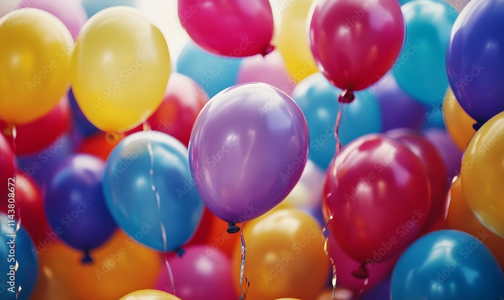 A vibrant scene with colorful balloons in every shade, Generative AI A vibrant scene with colorful balloons in every shade, Generative AI