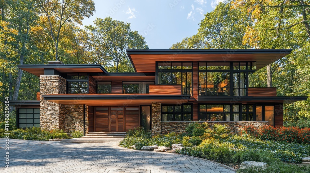 Contemporary home design with cantilevered second floor serene forest setting architectural modern aesthetics Contemporary home design with cantilevered second floor serene forest setting architectural modern aesthetics