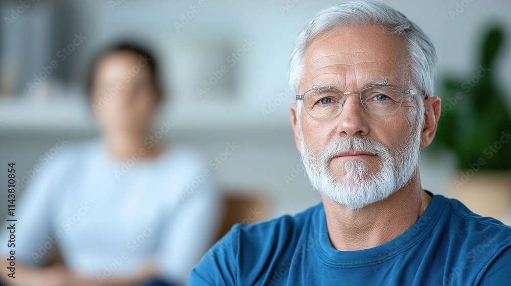 Thoughtful and Introspective Mature Businessman with Gray Hair and Beard Poses for Formal Lifestyle Portrait in Corporate Office Environment Thoughtful and Introspective Mature Businessman with Gray Hair and Beard Poses for Formal Lifestyle Portrait in Corporate Office Environment