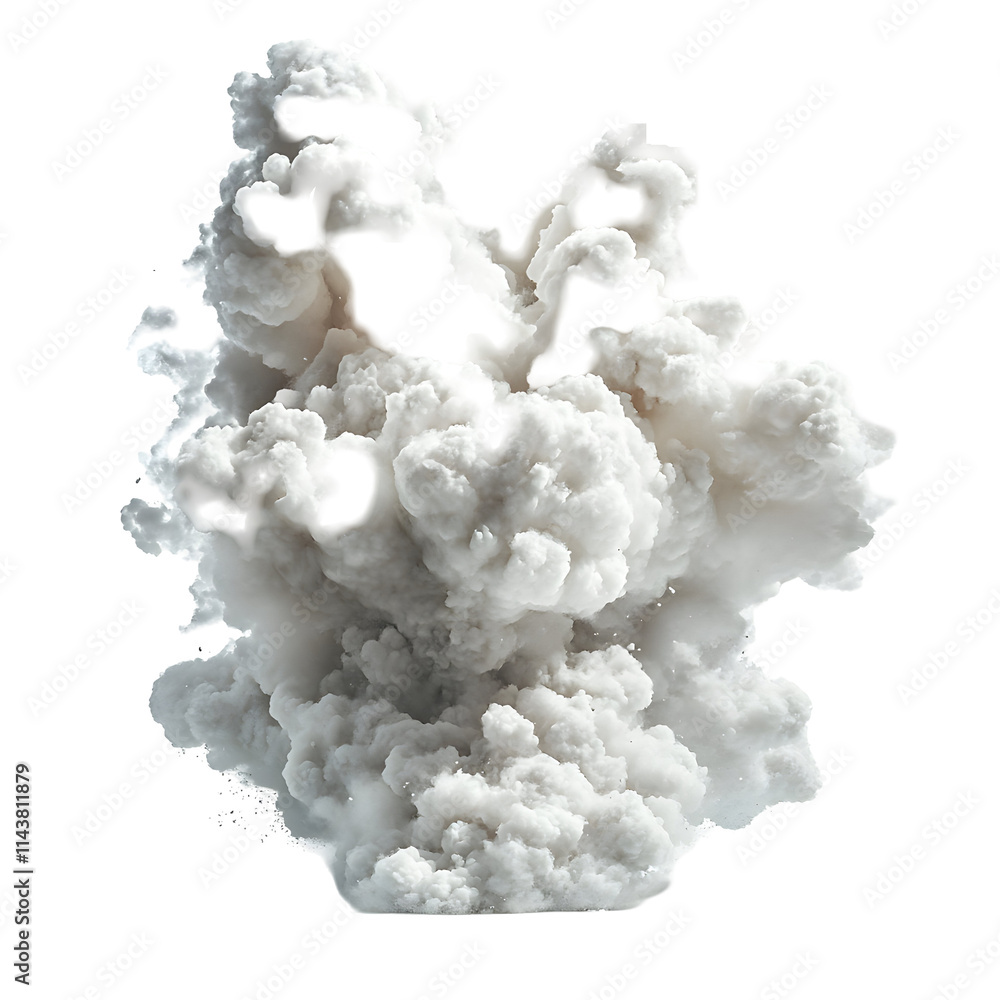 White Smoke Plume Exploding Isolated on White Background White Smoke Plume Exploding Isolated on White Background