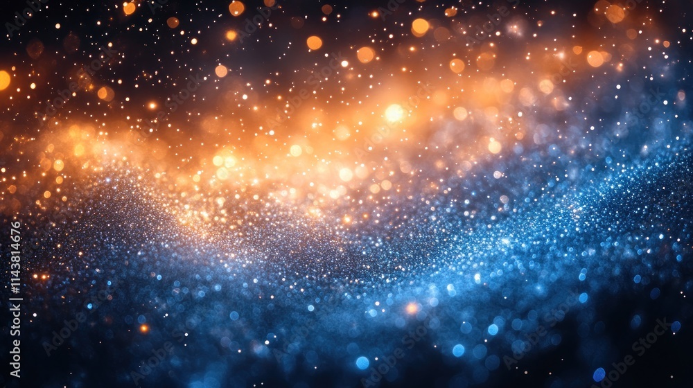 Abstract blue and orange glitter bokeh background. Abstract blue and orange glitter bokeh background.