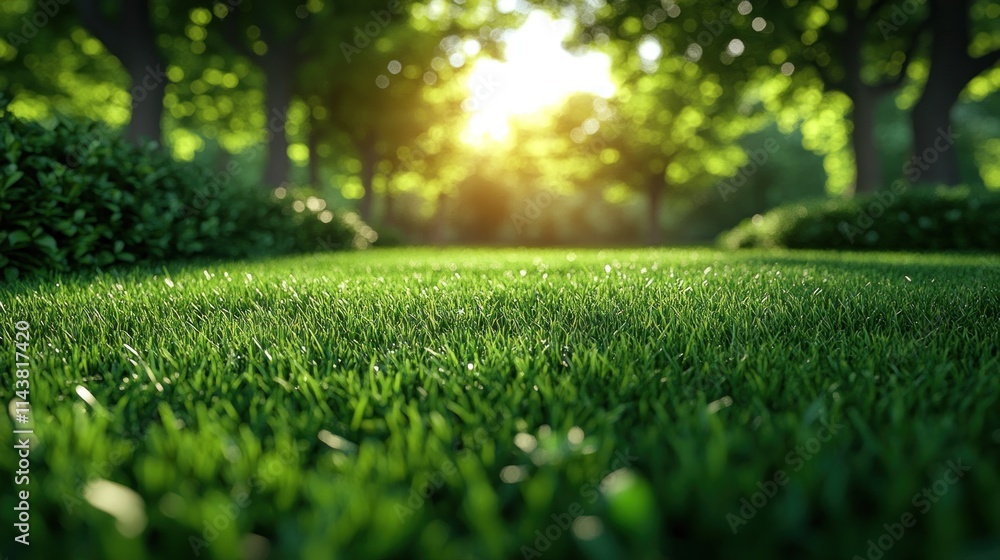 Lush green grass in a sunlit forest. Lush green grass in a sunlit forest.