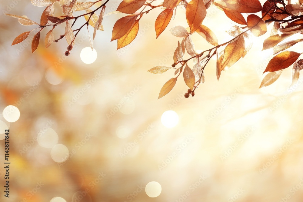 Autumn leaves gently swaying against a soft golden background during a peaceful afternoon in nature Autumn leaves gently swaying against a soft golden background during a peaceful afternoon in nature