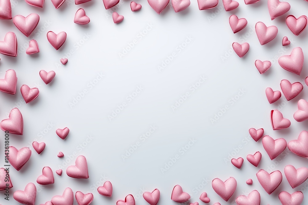Realistic paper hearts seamless banner - frame with empty space