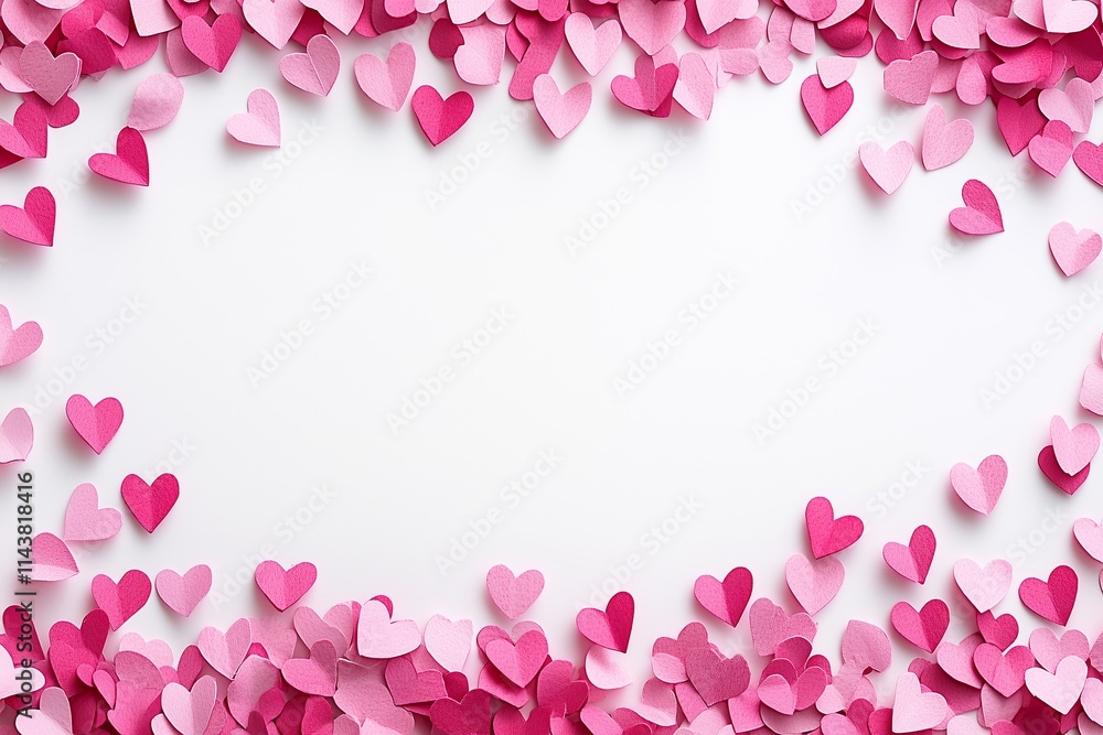 Realistic paper hearts seamless banner - frame with empty space Realistic paper hearts seamless banner - frame with empty space