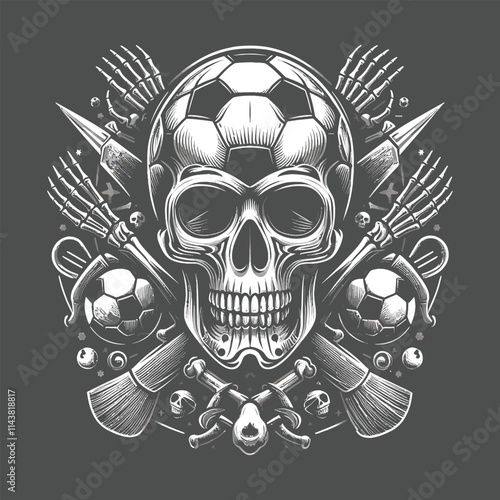 Skull with Soccer Ball - Graphic Design