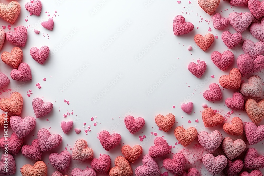 Realistic paper hearts seamless banner - frame with empty space Realistic paper hearts seamless banner - frame with empty space