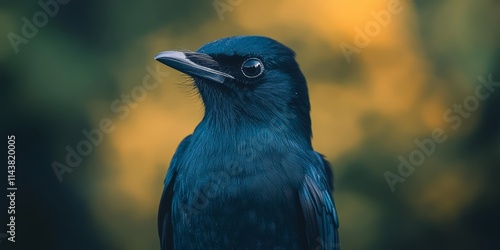 Stunning portrait of a beautiful black drongo bird, showcasing the striking features and elegance of this beautiful black drongo bird in its natural habitat. photo