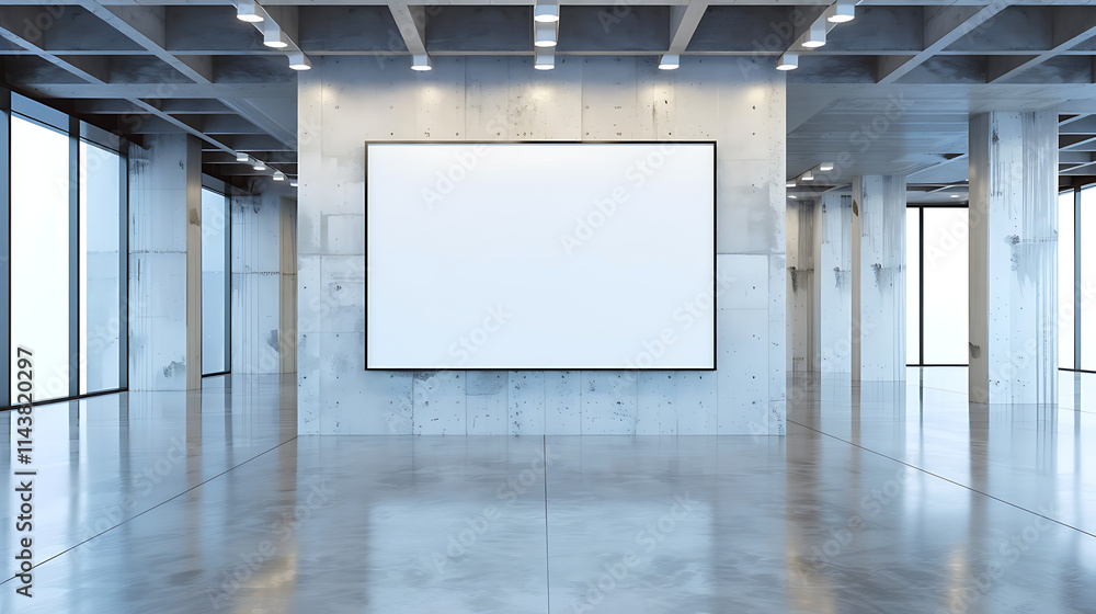 Blank white canvas on concrete wall Blank white canvas on concrete wall