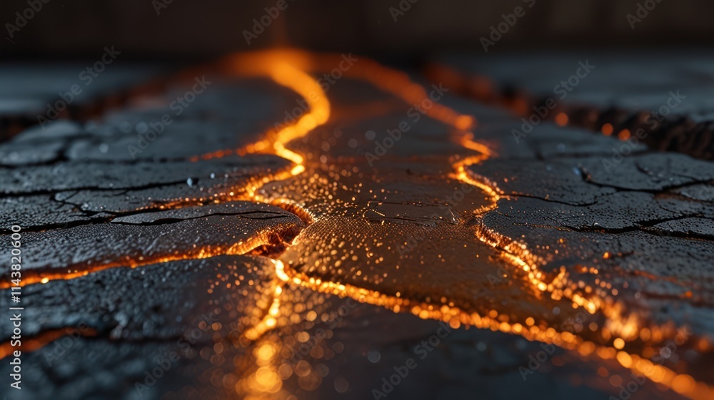 Molten Lava Flows Through Cracked Dark Earth Molten Lava Flows Through Cracked Dark Earth