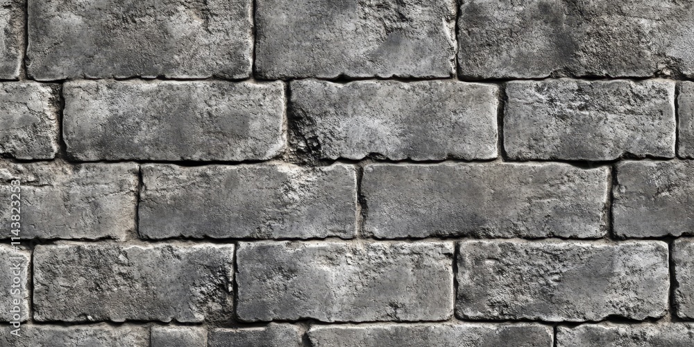 Obraz premium Ancient wall texture featuring weathered concrete bricks creates a captivating backdrop. This ancient wall texture highlights the unique characteristics of the aged concrete bricks.
